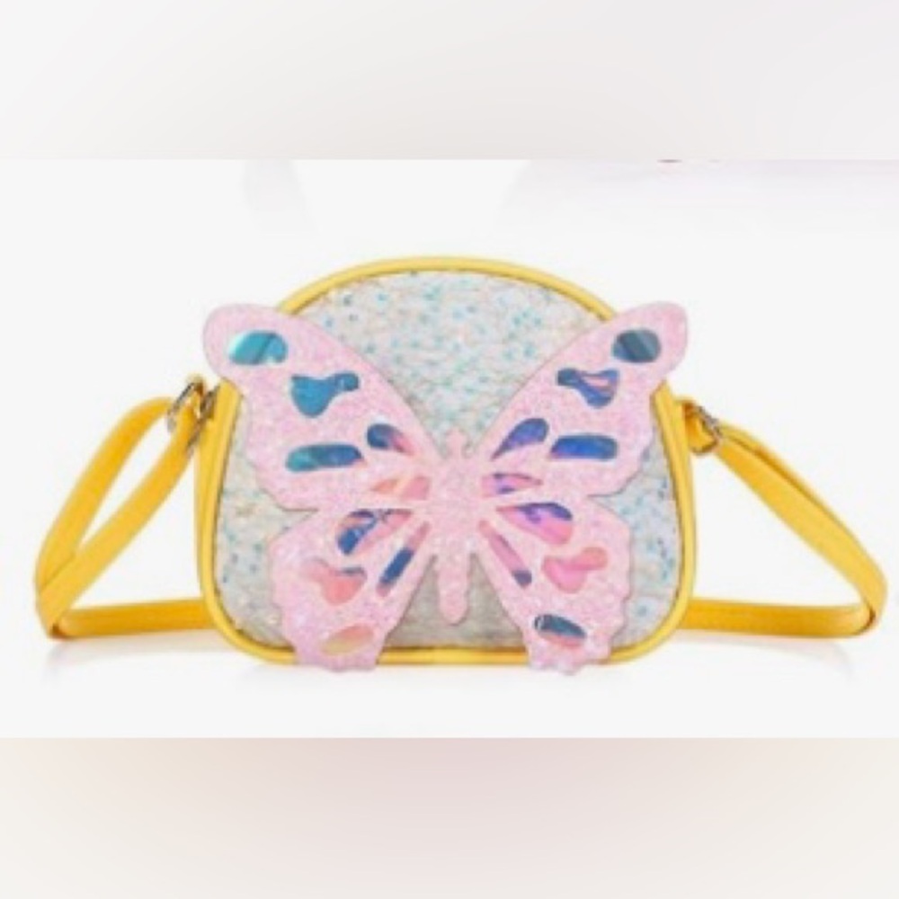 💕💛💕Butterfly Glitter Crossbody Bag - Pink and Yellow